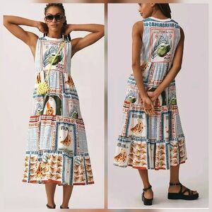 Farm Rio Anthropologie Collage Mididress